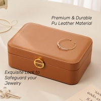 Boîte à bijoux double couche multifonction en cuir PU avec serrure, prix d'usine en gros