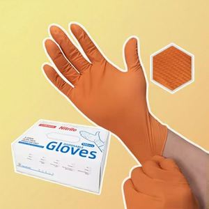 Guantes de nitrilo naranja de grado de soldadura Durable Impermeable Sin polvo Desechable Sin látex Resistencia al calor Protección contra salpicaduras - Product Image 1