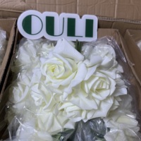 K-0172 Real Touch 5-Head Hand-Tied Rose Bouquet Bunga Buatan Premium untuk Dekorasi Meja Pernikahan dan Acara