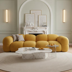 Set <span class=keywords><strong>Divani</strong></span> in Velluto Stile Scandinavo per Soggiorno Divano in Tessuto Imbottitura in Morbida Schiuma Design Jelly Comodo Divano Componibile Puff - Product Image 1