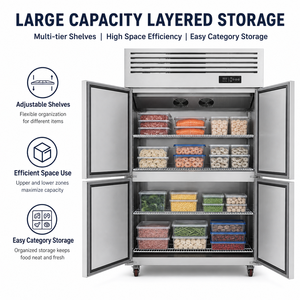 Équipement de cuisine, armoire verticale en acier inoxydable, réfrigérateur ventilé, refroidisseur, congélateur BJF-1.0L4CD, construction en acier inoxydable - Product Image 3