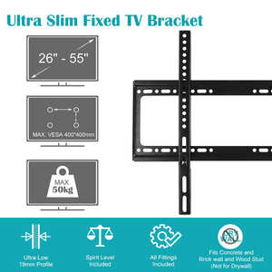 Support mural <span class=keywords><strong>TV</strong></span> fixe pour écrans de 26 à 63 pouces, charge 50KG, écart de 22mm, acier laminé à froid, usine directe - Product Image 4