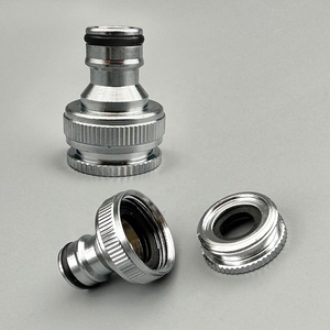 Multi-Size <strong>Tap</strong> Connector 1/2" &amp; 3/4" Brass Adapter, Chrome Garden <strong>Hose</strong> Quick Connect Fitting for Indoor Outdoor Use - Product Image 2