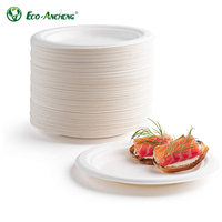 Assiette jetable polyvalente en fibre de bagasse de canne à sucre biodégradable pour supermarchés