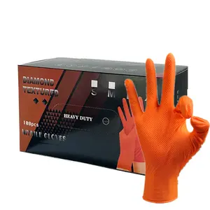 Caja personalizada 10 mil Espesar Durable más grande Diamante Texturizado mecánico guantes de nitrilo guantes de trabajo industrial