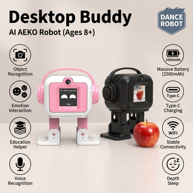 AiJH AI Version Robo Desktop EMO Robot Intelligent Interactive Chat Dancing DIY Development Board Kit Robot Model