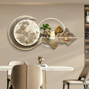 新しいスタイルの風景画Led 3d金属時計吊り装飾家の装飾壁アートLedライトペインティング - Product Image 5