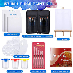Kit de <span class=keywords><strong>peinture</strong></span> <span class=keywords><strong>acrylique</strong></span> 57 en 1, fournitures de <span class=keywords><strong>peinture</strong></span> pour artistes, ensembles de pinceaux pour enfants et adultes, <span class=keywords><strong>dessin</strong></span> - Product Image 3