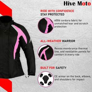Bacca Moto de alta calidad para mujer impermeable Cordura motocicleta Biker chaqueta CE para armadura chaleco para damas Motocross montar - Product Image 2
