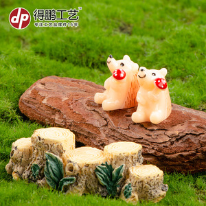 Resin Animal Figurines Tree Stump Bridge <b>Miniature</b> Garden Decor Home Decoration Artistic Craft D1390 - Product Image 3