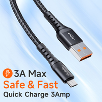 Mcdodo 228 kabel SR kuat kepang nilon, kabel pengisian mikro 0.2m/1m 3A QC3.0, kabel Usb mikro untuk ponsel