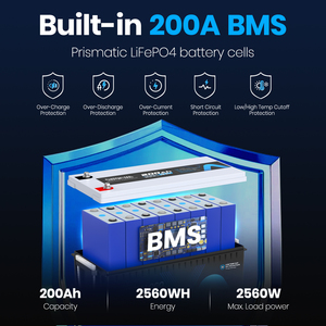 Batería Lifepo4 de 12V 200ah 300ah con Bluetooth para Sistemas Solares, Autocaravanas y Almacenamiento de Energía, Más de 5000 Ciclos, Batería de Litio de 100ah para Uso Fuera de la Red - Product Image 3