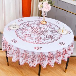 <b>Round</b> Gold Lace Waterproof <b>Tablecloth</b> Modern Design Party Plastic <b>Tablecloths</b> - Product Image 1