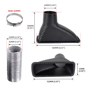 Conducto de Admisión de Aire de Fibra de Carbono, 43 mm x 168 mm, Cuadrado/Redondo, Universal, para Modificación de Automóviles - Product Image 1
