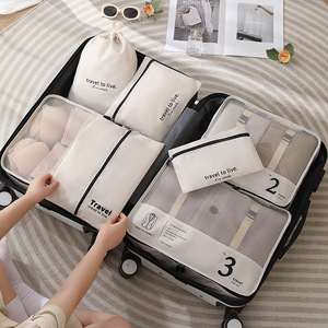 Set di Sette Pezzi di Alta Qualità, <span class=keywords><strong>Borse</strong></span> Portaoggetti da Viaggio in Tessuto Impermeabile, Grande Capacità, Organizzatore per <span class=keywords><strong>Armadio</strong></span> Pratico - Product Image 1
