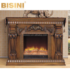 Console de cheminée en bois massif et résine de style français, magnifique et brillante, avec insert rectangulaire - Product Image 2
