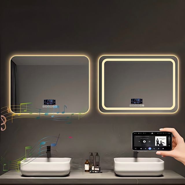 IP65 Waterproof Smart LED Bathroom Mirror with Bluetooth Speaker, Anti-Fog Dimmable Light for Hotel Project
