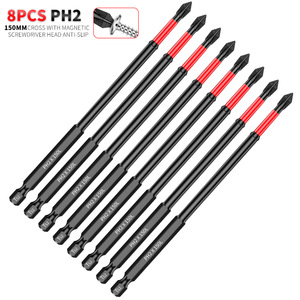 PH2 <b>Screwdriver</b> Bit <b>Set</b> 150mm Magnetic Tip Cross Head Industrial Grade Black Oxide Finish 8 Pcs - Product Image 1