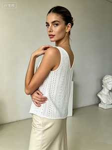 Débardeur élégant à col en V contrastant, sans manches, coupe ample, décontracté, pour tous les jours, pour femmes, pour la plage, les vacances, le bureau, le streetwear - Product Image 2