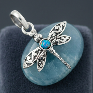 Anillo de Libélula Hecho a Mano en Plata de Ley 925 con Aguamarina y Ópalo de Fuego, Joyería Vintage para Bodas, Proveedor Mayorista, OEM, ODM - Product Image 3