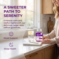 Gummies au safran Qbioflex en marque privée, compléments de safran 10-en-1 pour enfants et adultes, favorisent la tranquillité d'esprit, la concentration et le sommeil