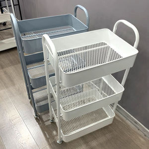Storage Cart Multi Tier Mobile <b>Shelves</b> With Casters For Kitchen Bathroom PP Plastic Easy Cleaning Rectangle Standing Type - Product Image 2