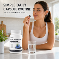 Capsules d'huile de nigelle pour le bien-être quotidien, la beauté et l'énergie, marque privée, flacon de 60 unités, pour la nutrition des adultes