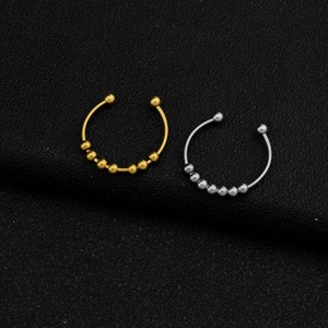 Anillo Geométrico de Acero Inoxidable con Cuentas Móviles, Diseño Simple y Exclusivo, Chapado en Oro y Plata, Anillos Unisex de Moda, Joyería al por Mayor - Product Image 4