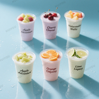 Gobelet en plastique PET PLA personnalisé de 90 mm, 8 oz, 20 oz, pour boissons froides, smoothies aux fruits, yaourts, lait au thé, avec couvercle et paille