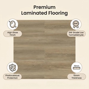 Plancher en bois <span class=keywords><strong>stratifié</strong></span> haute brillance 10 mm, finition miroir, qualité ENF, résistant à l'eau, chêne, usine de fabrication de parquet - Product Image 2