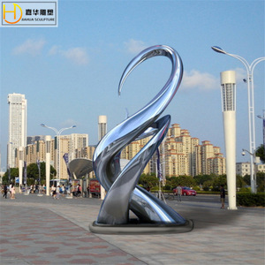 Sculpture en acier inoxydable Jiahua, art décoratif géométrique abstrait, colonne irrégulière à poser au sol, pour extérieur - Product Image 2