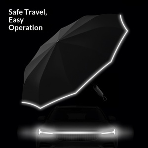 Three-fold 10-bone <b>Automatic</b> Reflective Strip Black Glue Sunscreen Reverse <b>Umbrella</b> Business Printing LOGO Manufacturers Spot - Product Image 4