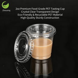 Gobelet en plastique biodégradable PET jetable personnalisé de 2 oz (55 ml), transparent, mini, pour dégustation, boissons glacées, pour supermarché - Product Image 4