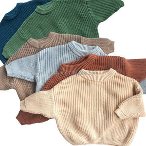 プルオーバー子供服無地長袖子供用セーター赤ちゃん特大チャンキーニットセーター冬用 - Product Image 2