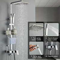 Ensemble de robinetterie de douche murale en acier inoxydable personnalisé, avec pommeau de douche à jet de pluie, barre coulissante, poignée unique, filtre, moderne, pour appartement