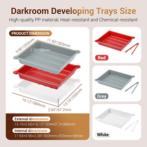 Plateau de développement JJC, nouveau design, résistant à la chaleur, en PP blanc/gris/rouge, pour le traitement des impressions photographiques et des films - Product Image 4