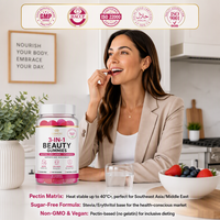 Complexe Beauté 3-en-1 Sans Sucre avec Électrolytes, Pectine, Biotine, Collagène et Vitamine E – Marque Blanche – Vitamines Capillaires Végétaliennes pour Adultes