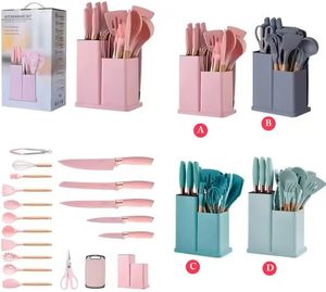 Newest 19-Piece Eco-Friendly <b>Silicone</b> Kitchen Utensil Set Wooden Handles Multifunction Non-Stick Heat Resistant Cooking <b>Tools</b> - Product Image 4