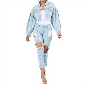 Ensemble assorti en jean pour femme : chemise et pantalon large de qualité supérieure pour marques de mode et détaillants - Product Image 1