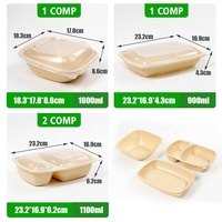 Bol de nourriture carré de 32 oz assiettes jetables à emporter récipient en plastique carré avec couvercle récipient jetable