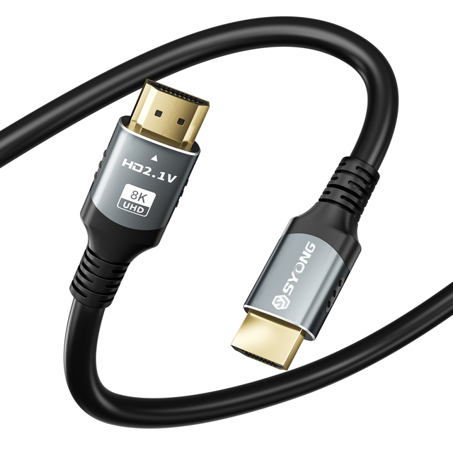 SYONG 8K HDMI 2.1 Cable 8K60Hz 7680x4320/4K120Hz Supports 48Gbps ,eARC HDR10 Gold-Plated Connector PVC Jacket 1.5M 3M 5M 10M 20M