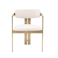 Chaise de salle à manger de luxe moderne avec pieds en acier inoxydable, fauteuil rembourré en tissu Teddy avec dossier, pour hôtel, restaurant, bar à domicile