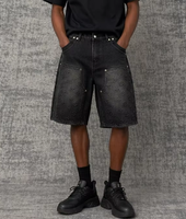 DENIMGUYS personnalisé gaufrage Logo hommes Vintage lavage charpentier Jorts mode gaufrage hommes travail demi-pantalon lâche Jorts