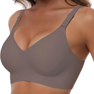 Sujetador sin aros push-up de gel para mujer, sin costuras, con soporte suave, talla grande, color liso, para uso diario - Product Image 1
