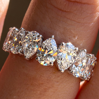 Bague fine RINNTIN LBR17 en or massif 18 carats, coupe poire, demi-éternité, diamant de laboratoire hautement scintillant certifié IGI, sertissage à griffes