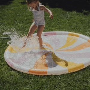 PVC <b>Inflatable</b> Round Stripe Spray Mat 163 CM Water Pad <b>for</b> Kids Summer Playing with Friends Backyard Outdoor - Product Image 3