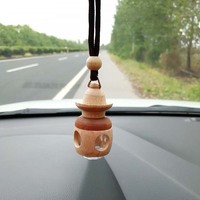 Diffuseur de parfum pour voiture en verre vide, en forme de tour en bois, avec bouchon suspendu, pour huiles essentielles, ornement désodorisant pour voiture