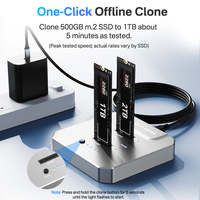 Dual Bay Aluminium M.2 NVMe SSD Duplicator Dock 20Gbps USB 3.2 Gen2x2 Standalone Offline Cloner Docking Station 2x8TB EC-6605Pro