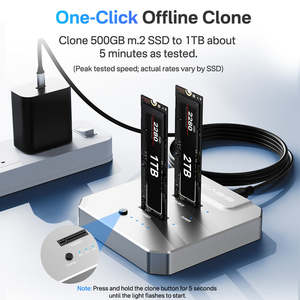 Dual-Bay Aluminium M.2 NVMe SSD Duplikator Dock 20Gbps USB 3.2 Gen2x2 Standalone Offline Kloner Dockingstation 2x8TB EC-6605Pro - Product Image 3
