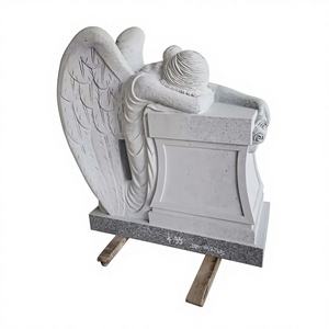Estatua de Ángel Llorón Tallada en Mármol Blanco Europeo Moderno para Tumba en Cementerio - Product Image 5
